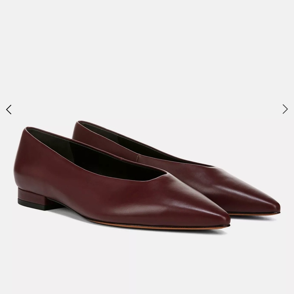 VINCE ISABEL Leather Flats NWOT -Size 8 Deep Cherry color EUR size- 38.5 - Picture 5 of 15